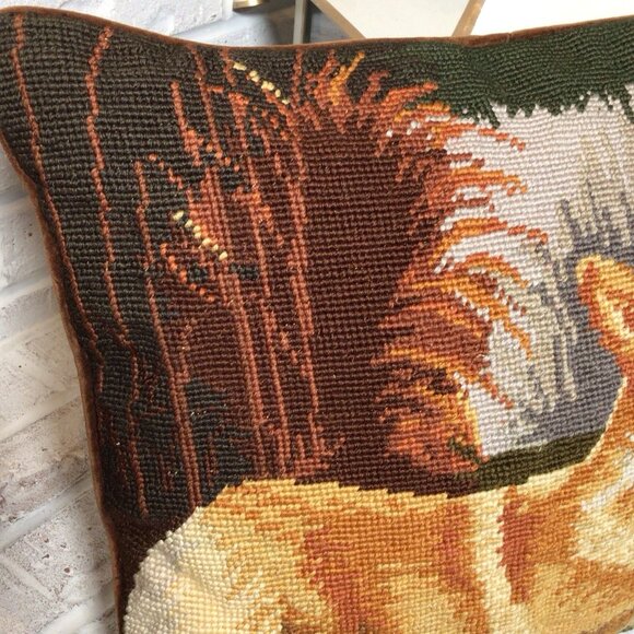 Corgi Needlepoint Dog Throw Pillow -square - Picture 6 of 7